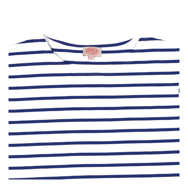 Striped Breton Shirt "hoëdic" White/ Royal Blue