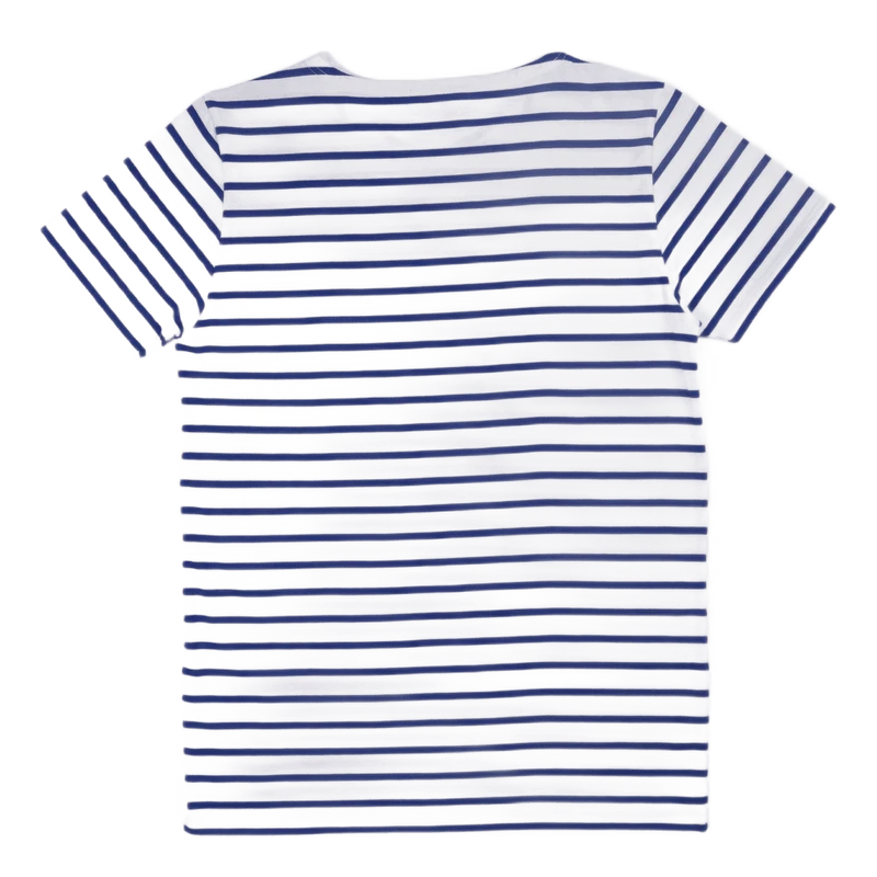 Striped Breton Shirt "hoëdic" White/ Royal Blue