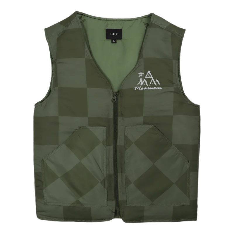 HUF X PLEASURES MIDLAND VEST OLIVE