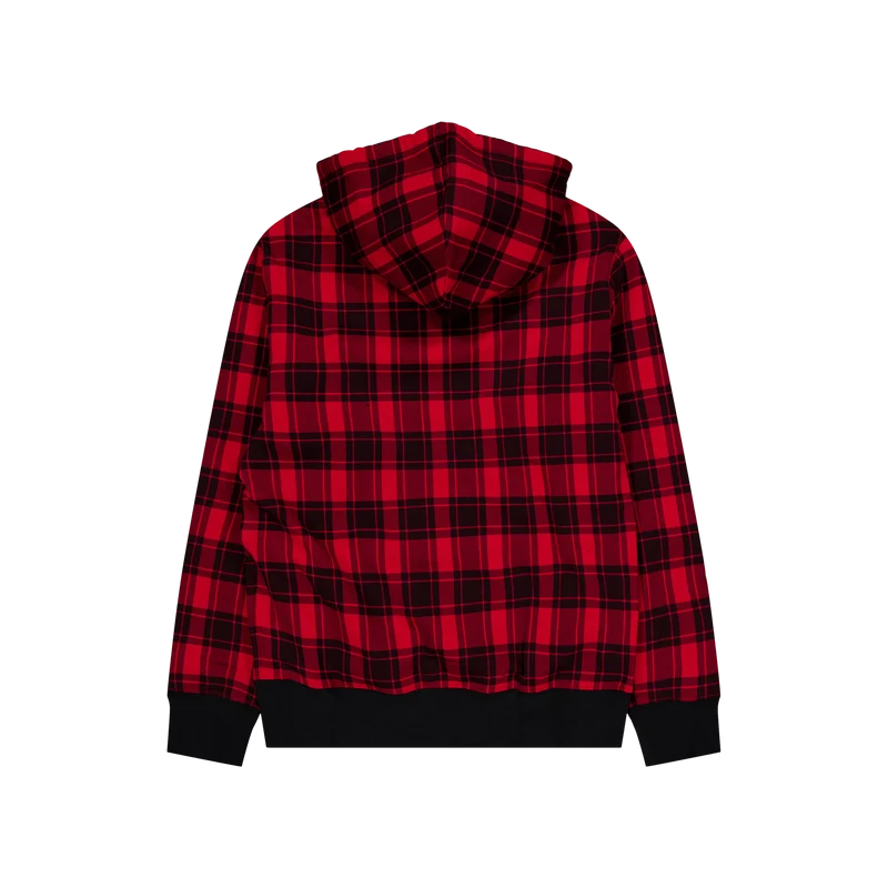 Plaid Pile Fleece Hoodie Martin Red