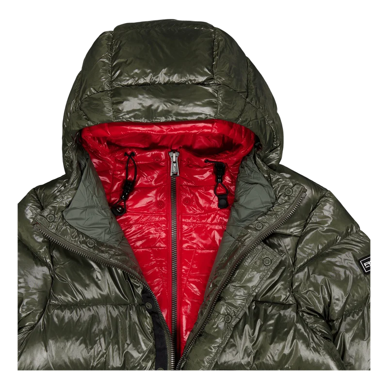 Water-Repellent Down Jacket Fossil Green/Rl 2000 Red