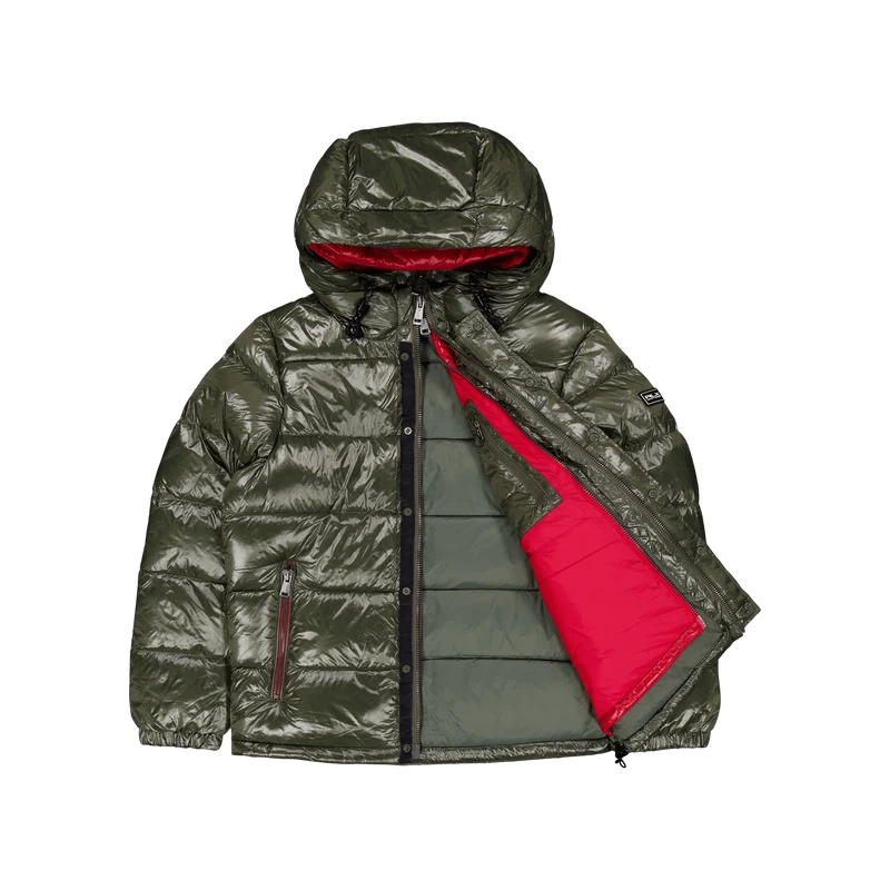 Water-Repellent Down Jacket Fossil Green/Rl 2000 Red