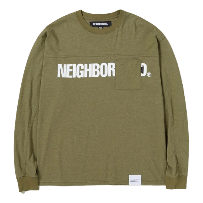 Logo Print Crewneck Ls Olive Drab