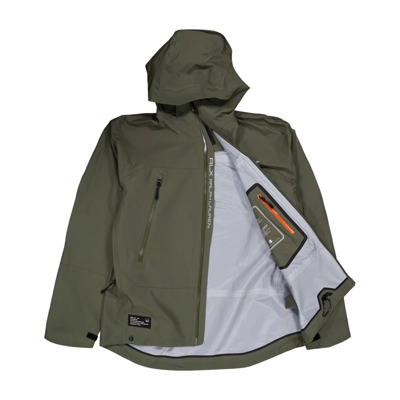 Water-Repellent Hooded Jacket Fossil Green