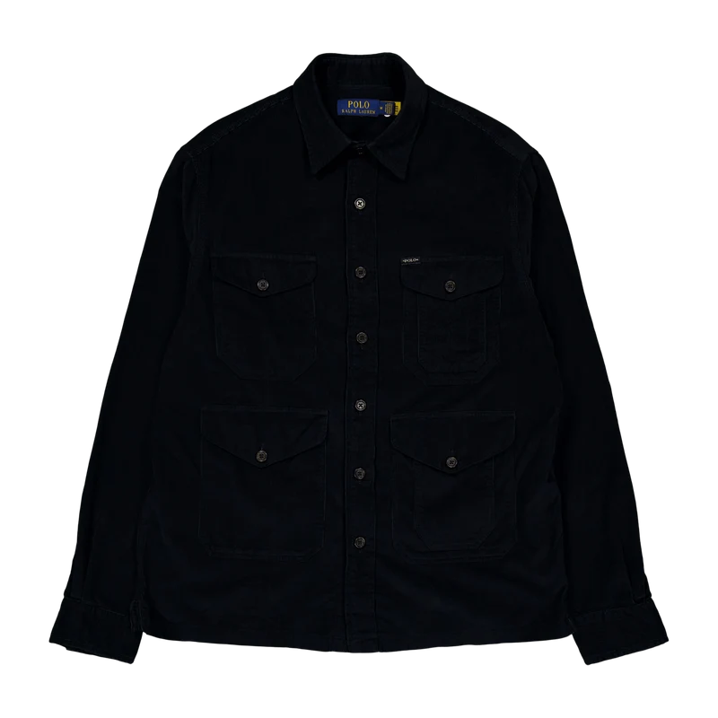 Classic Fit Corduroy Workshirt Polo Black