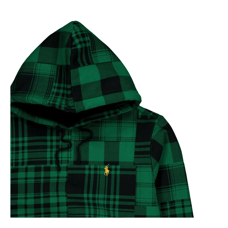 Plaid Pile Fleece Hoodie Athletic Green