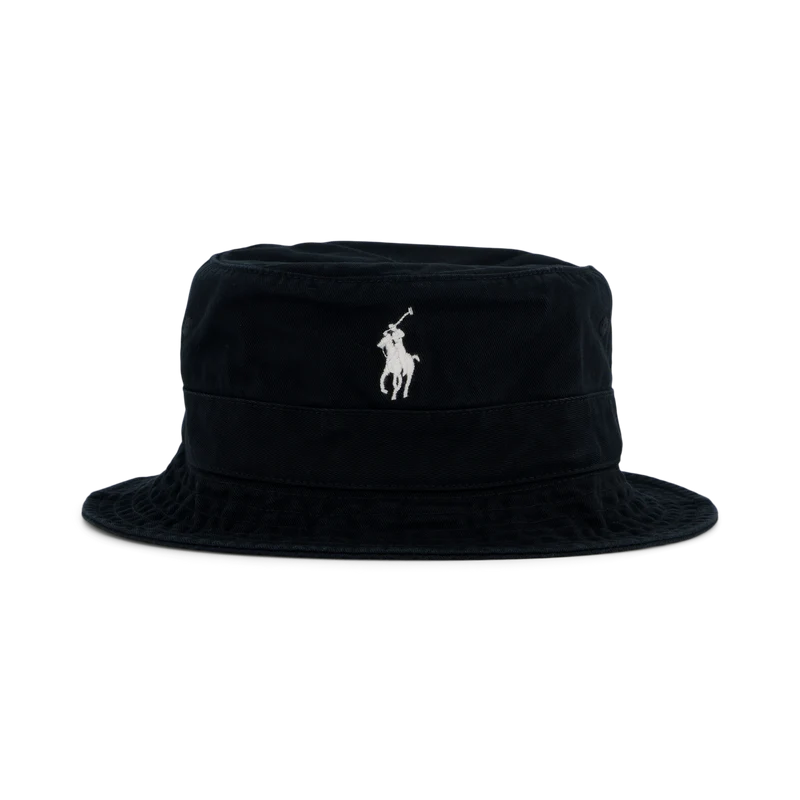 Cotton Chino Bucket Hat Polo Black