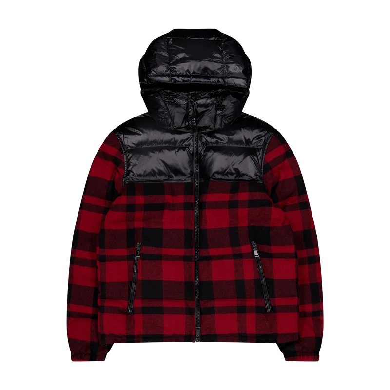 Water-Repellent Hybrid Down Jacket Polo Black/Holiday Check