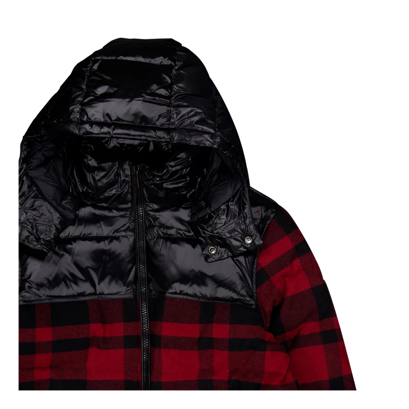 Water-Repellent Hybrid Down Jacket Polo Black/Holiday Check