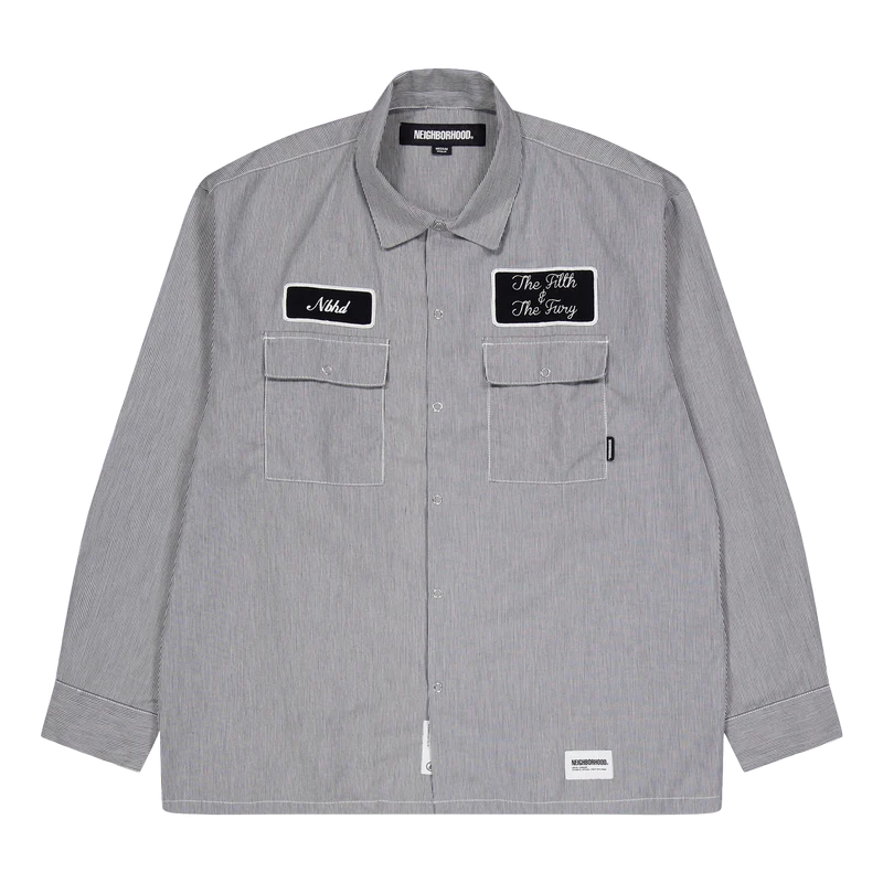 Stripe Work Shirt Ls Black