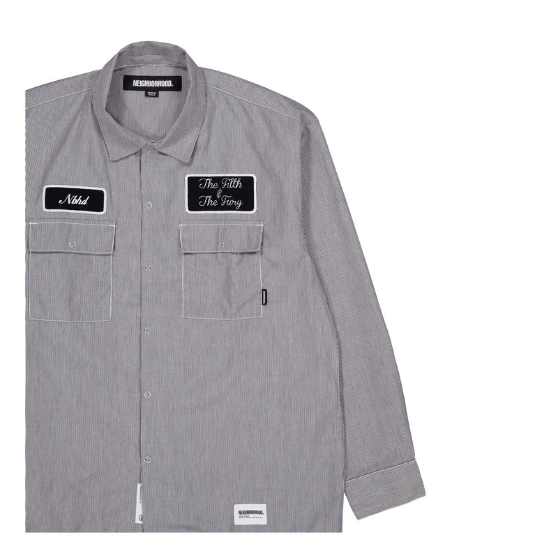 Stripe Work Shirt Ls Black