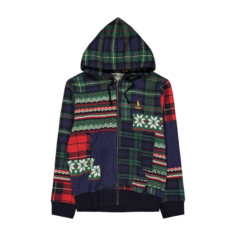 Patchwork Fleece Full-Zip Hoodie Stravenger Patchwrk