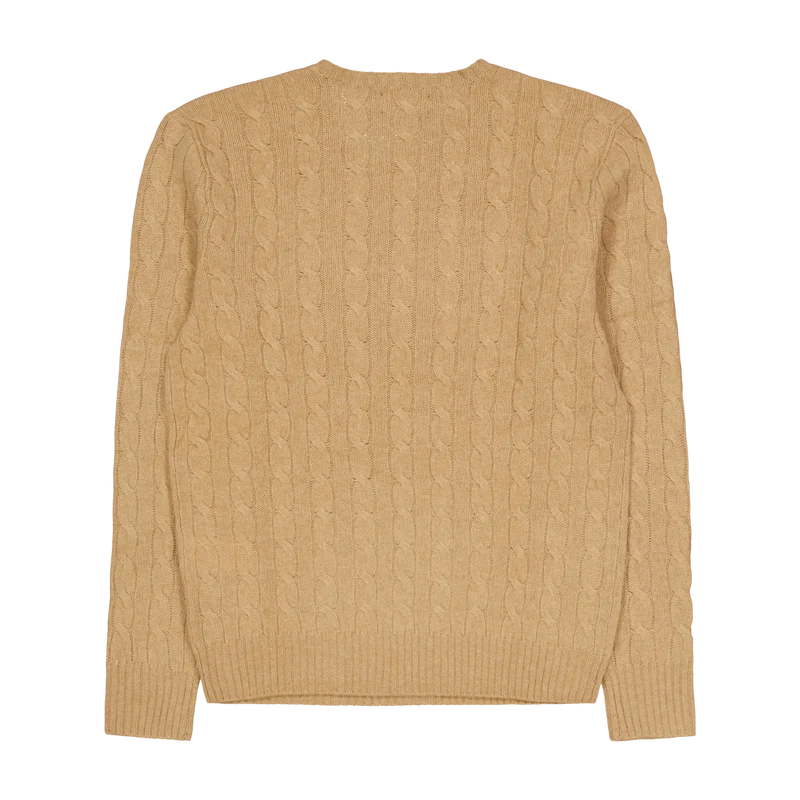Cable-Knit Wool-Cashmere Sweater Camel Melange