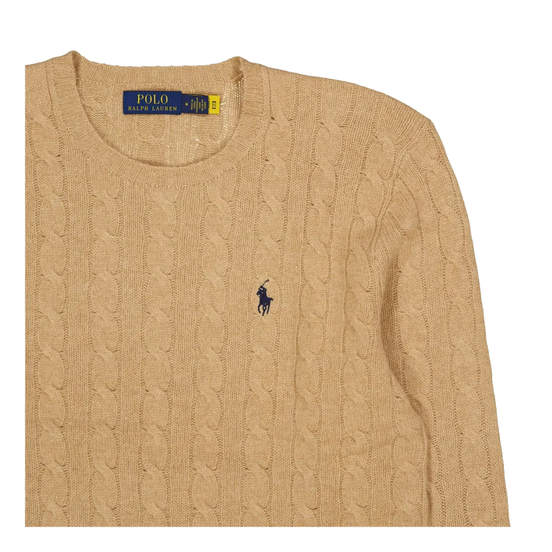 Cable-Knit Wool-Cashmere Sweater Camel Melange