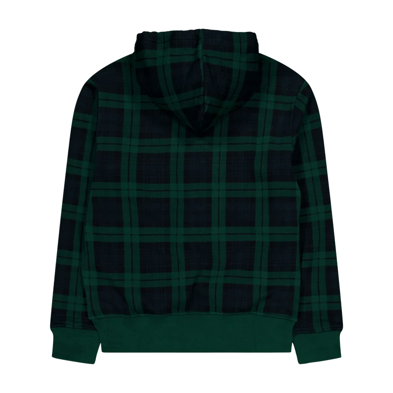 Leather Big Pony Plaid Fleece Hoodie Tartan