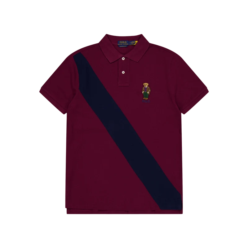 Custom Slim Fit Polo Bear Polo Shirt Fa23 Cls Wn/Crse Nvy Hrtg Bear
