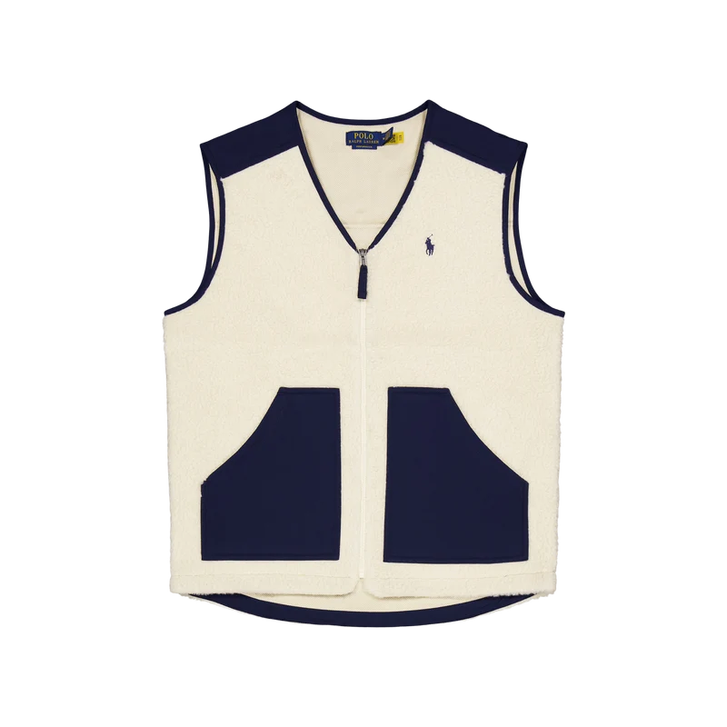 Wind-Blocking Hybrid Vest Wintercream / Newport Navy