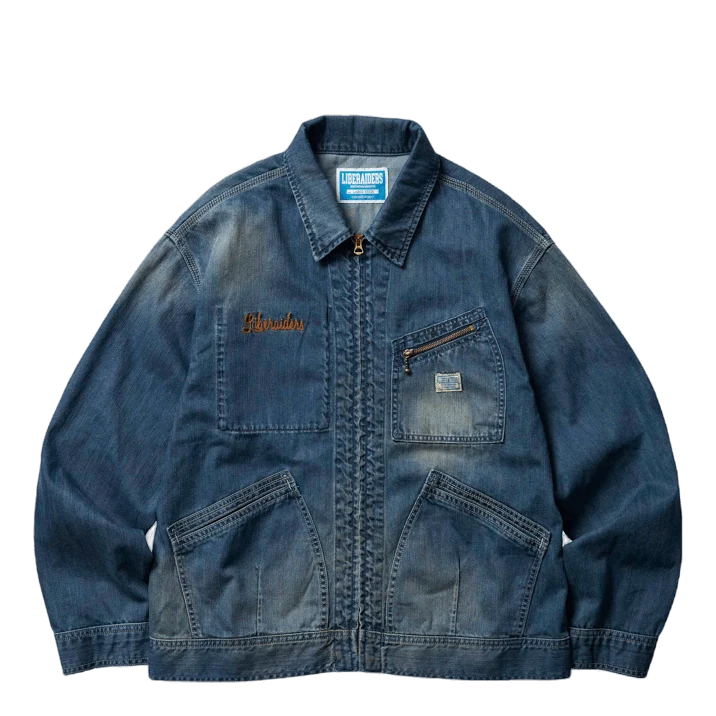 Zip Front Denim Jacket Indigo