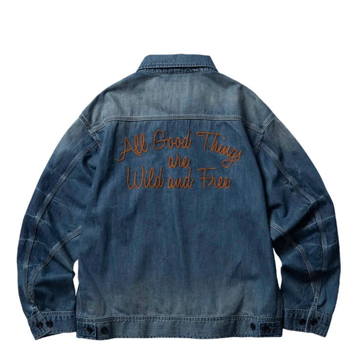 Zip Front Denim Jacket Indigo