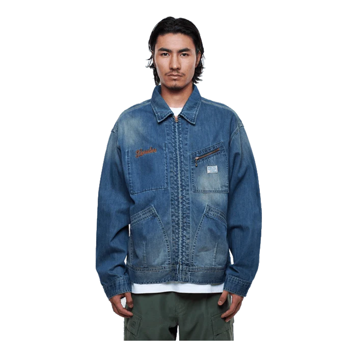 Zip Front Denim Jacket Indigo