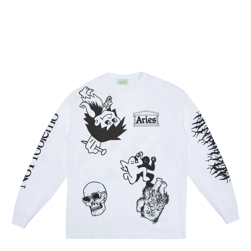 Graphic Mashup Ls Tee White