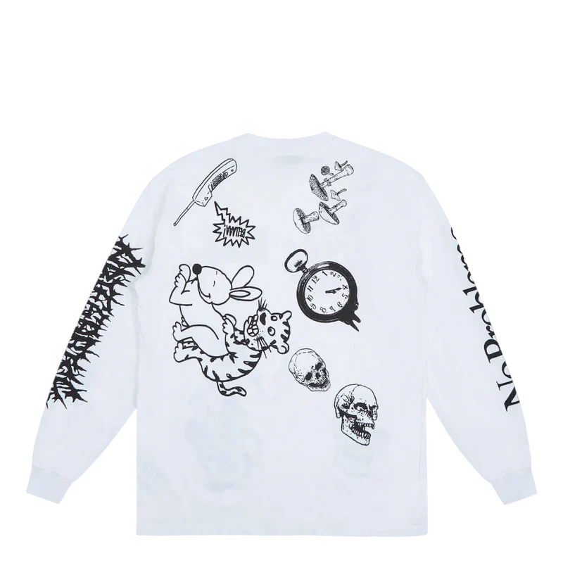Graphic Mashup Ls Tee White