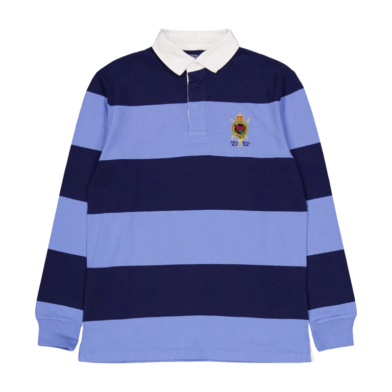 Classic Fit Striped Jersey Rugby Shirt Newport Navy Multi