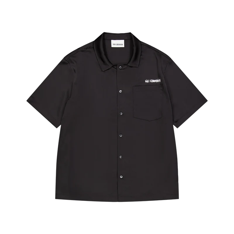 Upside Down Satin Summer Shirt Black