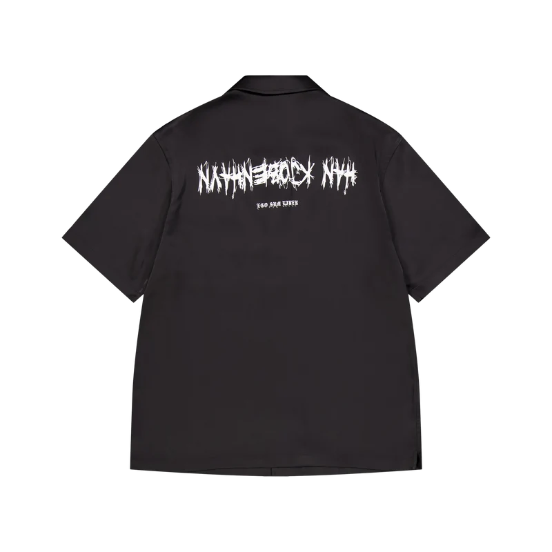 Upside Down Satin Summer Shirt Black