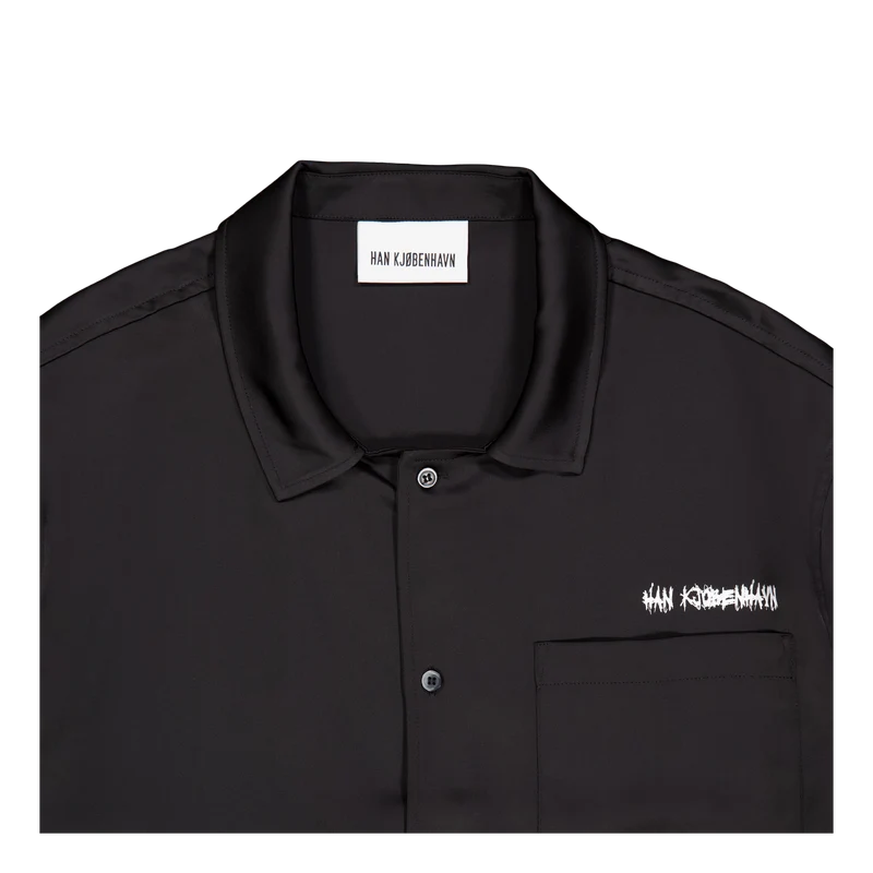 Upside Down Satin Summer Shirt Black