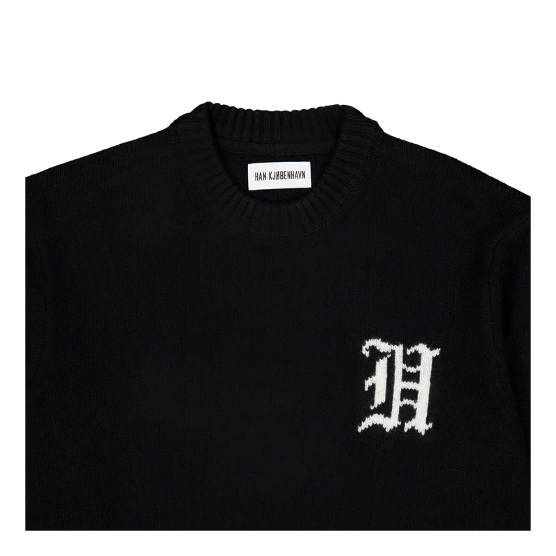 Intarsia Logo Crewneck Knit Black