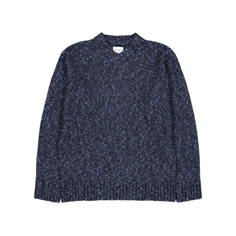 Rasmus Relaxed Tweed V-neck Sw Light Stone Blue