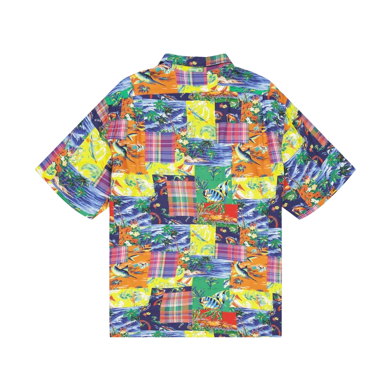 Classic Fit Patchwork Poplin Camp Shirt High Tide Patchwork