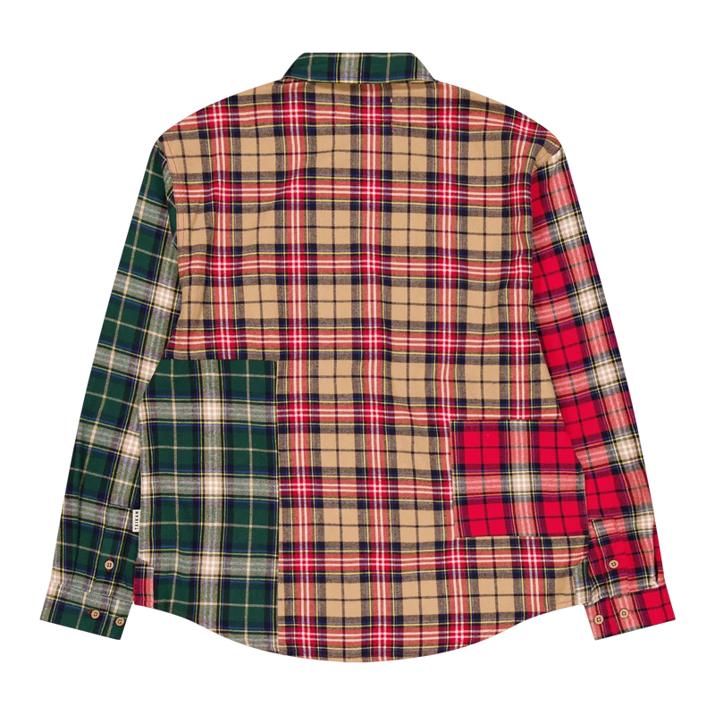Patchwork L/s Shirt-sand/pine/ Sand/pine/red