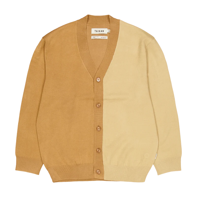 Colour Blocked Cardigan-tan/cr Tan/cream