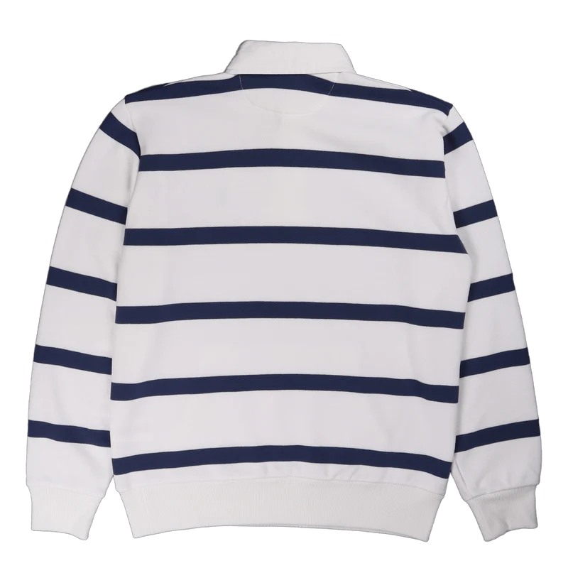 The RL Fleece Striped Rugby White/Light Navy