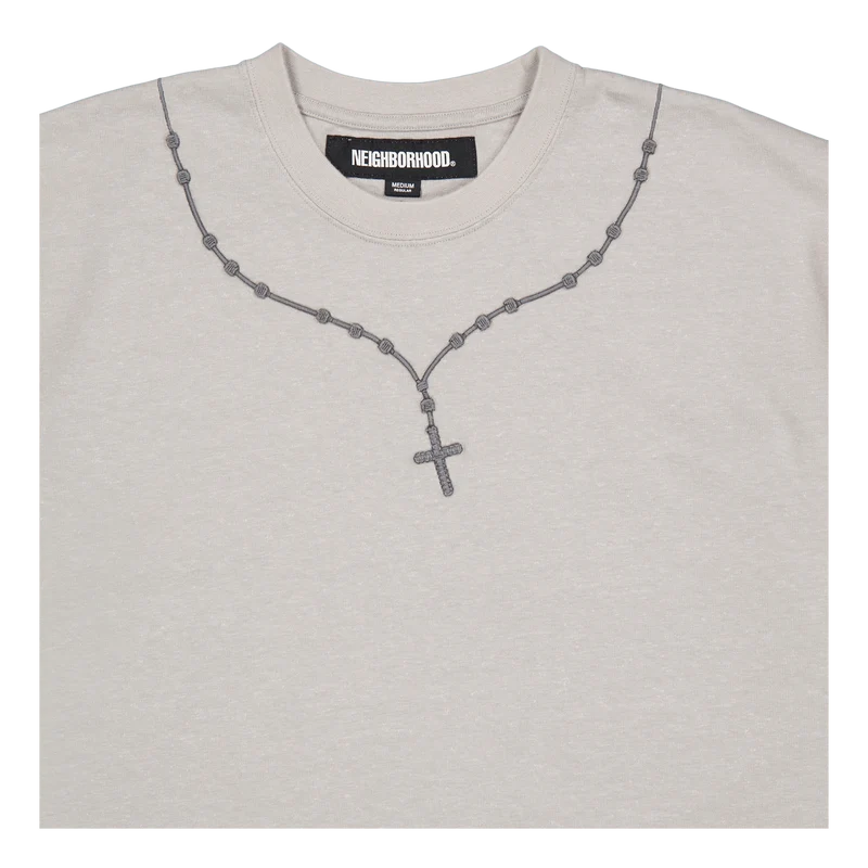 Cross Embroidery Crewneck Ss Gray