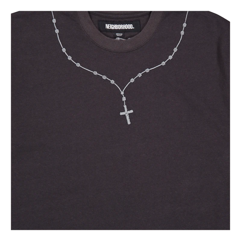 Cross Embroidery Crewneck Ss Black