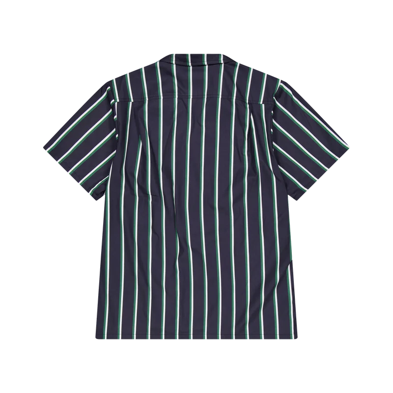 Fine Stripe Camp Shirt Green & White
