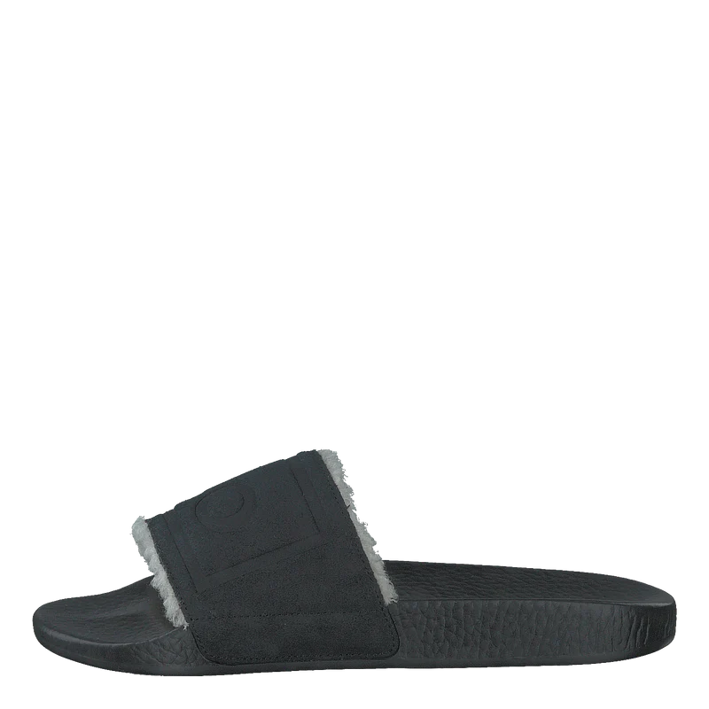 Faux-Shearling–Lined Suede Slide Black