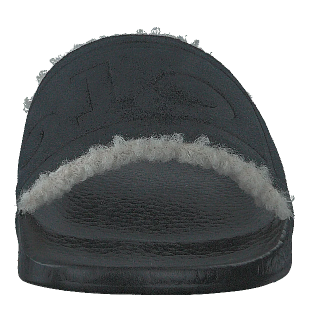 Faux-Shearling–Lined Suede Slide Black