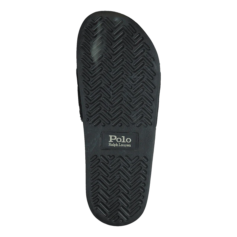 Faux-Shearling–Lined Suede Slide Black