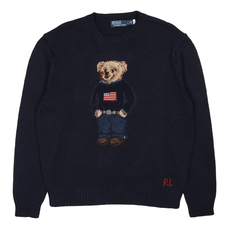 Polo Bear Cotton-Linen Sweater Navy