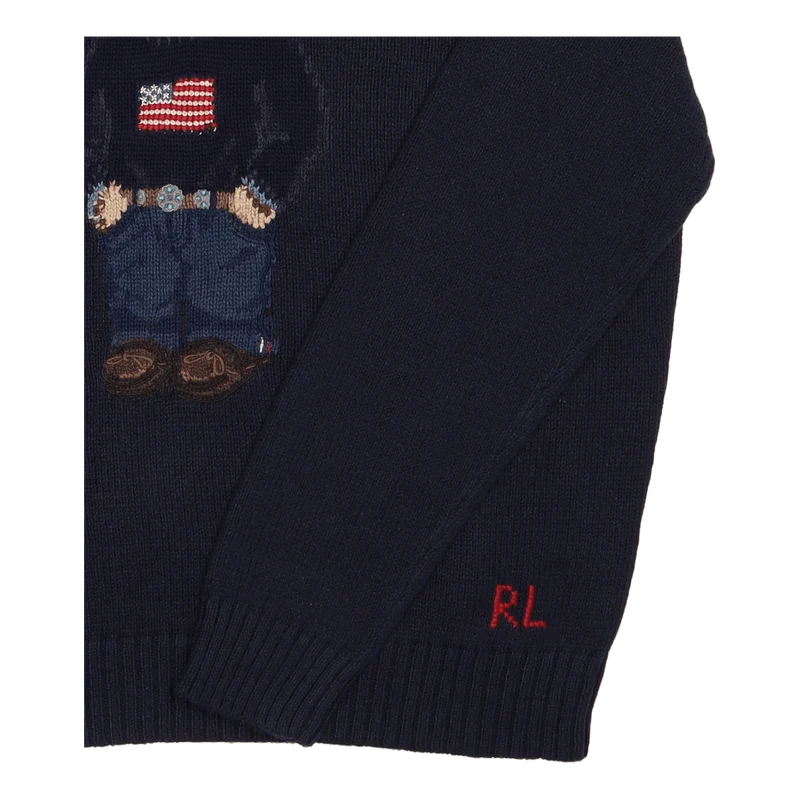Polo Bear Cotton-Linen Sweater Navy