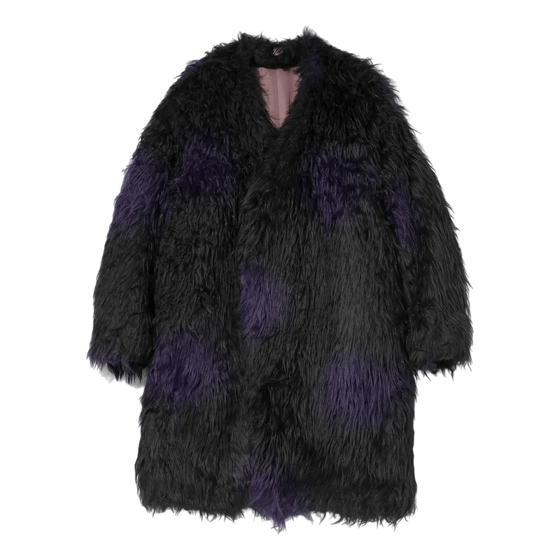 Gown Coat - Acrylic Fur / Blur Black