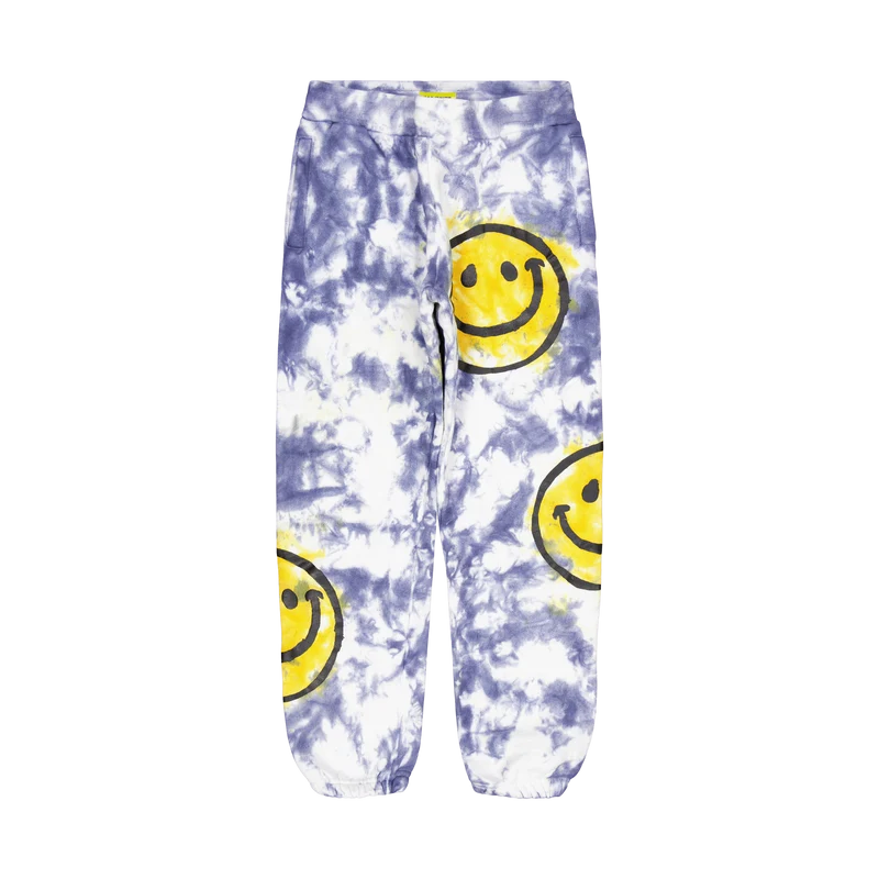 Smiley Sun Dye Sweatpant Yellow Blue Tie-dye