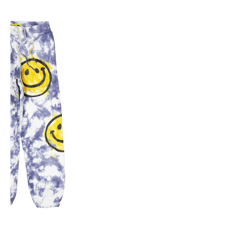 Smiley Sun Dye Sweatpant Yellow Blue Tie-dye