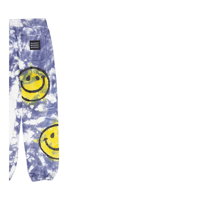 Smiley Sun Dye Sweatpant Yellow Blue Tie-dye