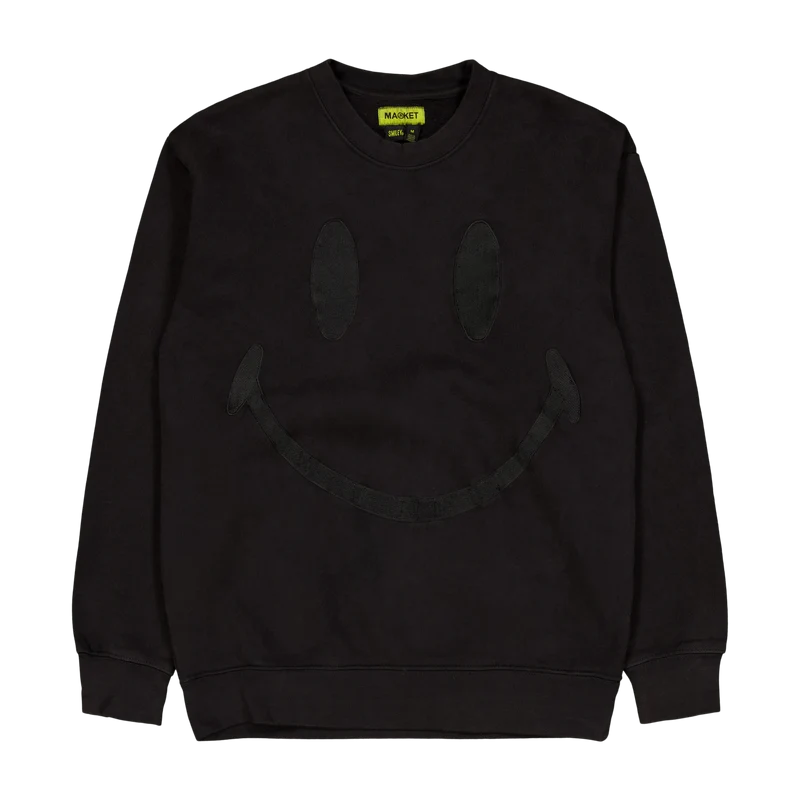 Smiley Oversized Crew Neck Swe Black