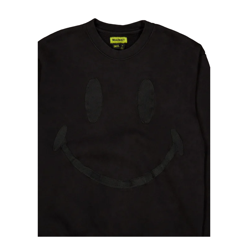 Smiley Oversized Crew Neck Swe Black
